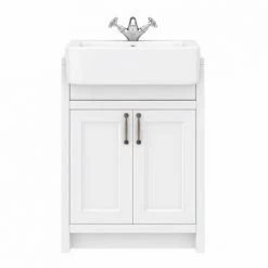 Chatsworth Traditional White Semi-Recessed Vanity - 600mm Wide -White Bathroom Furniture Shop C600SRWHT D4 460