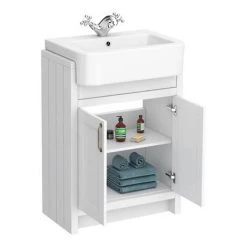 Chatsworth Traditional White Semi-Recessed Vanity - 600mm Wide -White Bathroom Furniture Shop C600SRWHT d2 460