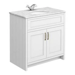 Chatsworth White 810mm Vanity with White Marble Basin Top