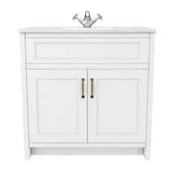 Chatsworth White 810mm Vanity with White Marble Basin Top -White Bathroom Furniture Shop C810WHT WHT n d1 460