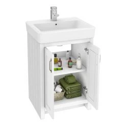 Chatsworth Traditional White 560mm Vanity Sink + 300mm Cupboard Unit -White Bathroom Furniture Shop C825WHT d5 460