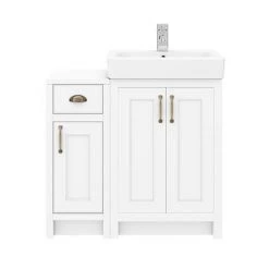Chatsworth Traditional White 560mm Vanity Sink + 300mm Cupboard Unit -White Bathroom Furniture Shop C825WHT n d1 460