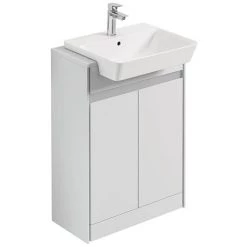 Ideal Standard Connect Air 600mm Floor Standing 2 Door Vanity Unit - Gloss White/Matt White
