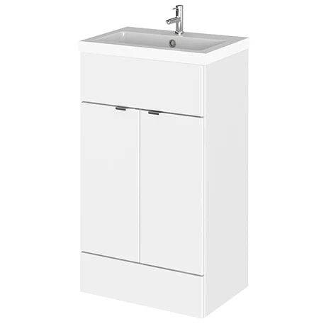 Hudson Reed Fusion Gloss White 505x360mm Vanity Unit & Basin 1 Hudson Reed Fusion Gloss White 505x360mm Vanity Unit & Basin