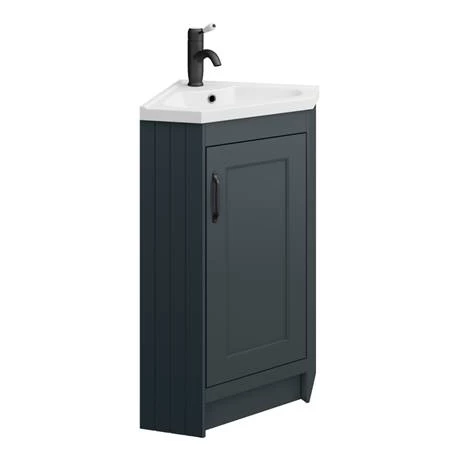 Chatsworth Traditional Graphite Corner Vanity Unit with Matt Black Handle 4 Chatsworth Traditional Graphite Corner Vanity Unit with Matt Black Handle - Image 4
