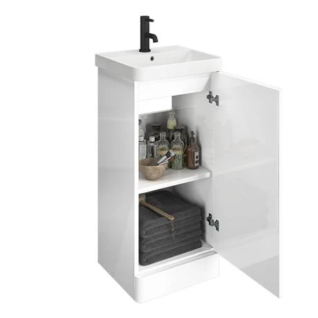 Cruze 400mm Curved Gloss White Vanity Unit 2 Cruze 400mm Curved Gloss White Vanity Unit - Image 2