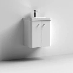 Cruze 500mm Curved Gloss White Wall Hung Vanity Unit 9 Cruze 500mm Curved Gloss White Wall Hung Vanity Unit -White Bathroom Furniture Shop CRZ5WHVW d4 460