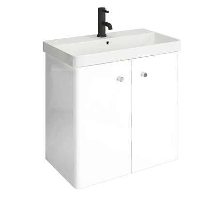 Cruze 600mm Curved Gloss White Wall Hung Vanity Unit 3 Cruze 600mm Curved Gloss White Wall Hung Vanity Unit - Image 3