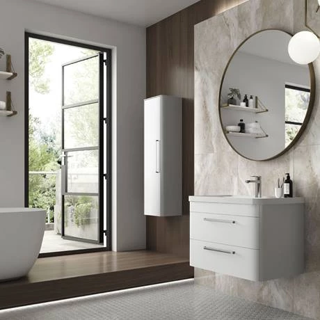 Hudson Reed Solar 350mm Wall Hung Tall Unit - Pure White - CUR162 2 Hudson Reed Solar 350mm Wall Hung Tall Unit - Pure White - CUR162 - Image 2