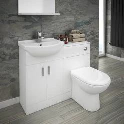 Cove 1050mm Vanity Unit Cloakroom Suite (Gloss White - Depth 300mm) 9 Cove 1050mm Vanity Unit Cloakroom Suite (Gloss White - Depth 300mm) -White Bathroom Furniture Shop CV1050CS d3 460
