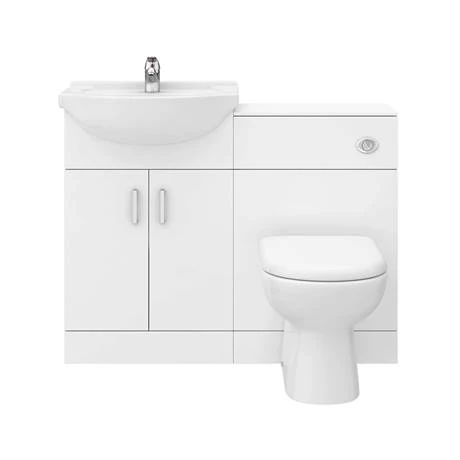 Cove 1050mm Vanity Unit Cloakroom Suite (Gloss White - Depth 300mm) 6 Cove 1050mm Vanity Unit Cloakroom Suite (Gloss White - Depth 300mm) - Image 6