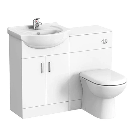 Cove 1050mm Vanity Unit Cloakroom Suite (Gloss White - Depth 300mm) 1 Cove 1050mm Vanity Unit Cloakroom Suite (Gloss White - Depth 300mm)
