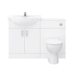Cove 1150mm Vanity Unit Cloakroom Suite (Gloss White - Depth 300mm) -White Bathroom Furniture Shop CV1150CS n d1 460