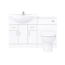 Cove 1250mm Vanity Unit Bathroom Suite + Tap (High Gloss White - Depth 330mm) -White Bathroom Furniture Shop CV1250CSB n d1 460