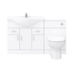 Cove 1320mm Vanity Unit Suite + Tap (High Gloss White - Depth 330mm) 10 Cove 1320mm Vanity Unit Suite + Tap (High Gloss White - Depth 330mm) -White Bathroom Furniture Shop CV1320BST D5 460 1
