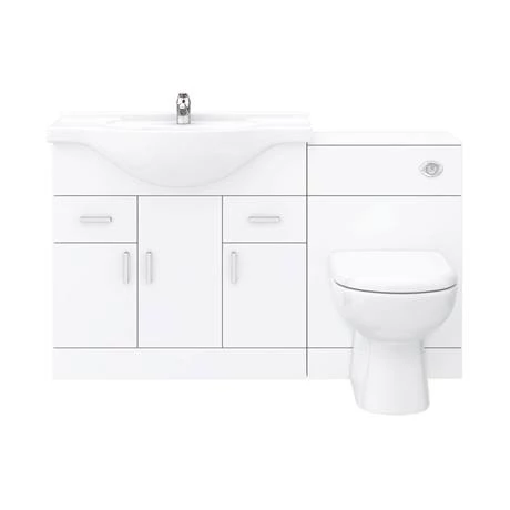 Cove 1320mm Vanity Unit Suite + Tap (High Gloss White - Depth 330mm) 5 Cove 1320mm Vanity Unit Suite + Tap (High Gloss White - Depth 330mm) - Image 5