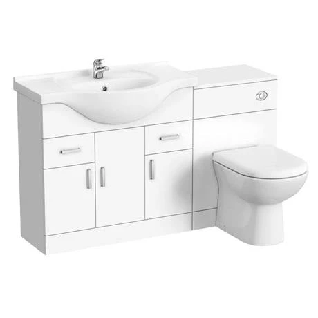 Cove 1320mm Vanity Unit Suite + Tap (High Gloss White - Depth 330mm) 3 Cove 1320mm Vanity Unit Suite + Tap (High Gloss White - Depth 330mm) - Image 3