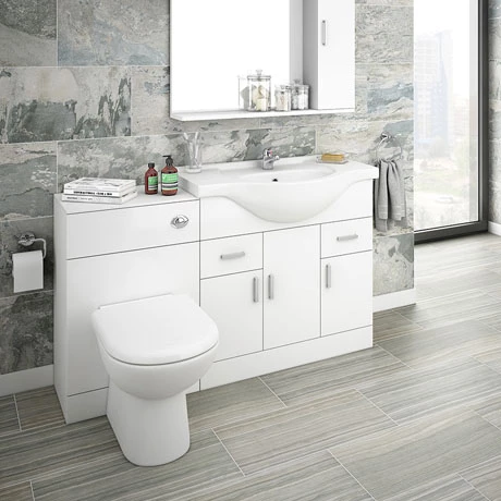Cove 1320mm Vanity Unit Suite + Tap (High Gloss White - Depth 330mm) 1 Cove 1320mm Vanity Unit Suite + Tap (High Gloss White - Depth 330mm)