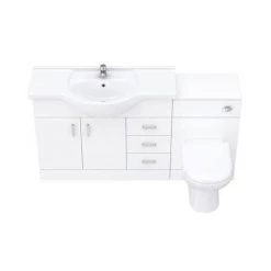 Cove 1520mm Vanity Unit Bathroom Suite (High Gloss White - Depth 330mm) 9 Cove 1520mm Vanity Unit Bathroom Suite (High Gloss White - Depth 330mm) -White Bathroom Furniture Shop CV1520BS D3 460 1