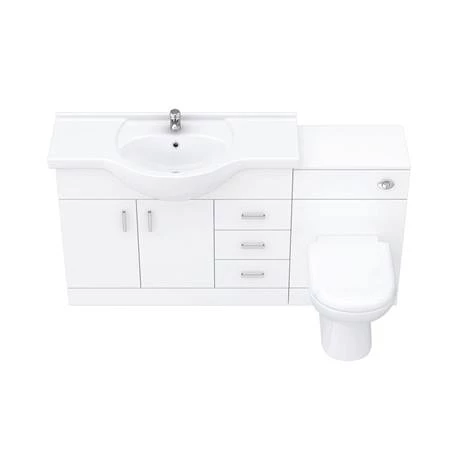 Cove 1520mm Vanity Unit Bathroom Suite (High Gloss White - Depth 330mm) 4 Cove 1520mm Vanity Unit Bathroom Suite (High Gloss White - Depth 330mm) - Image 4