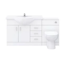 Cove 1520mm Vanity Unit Bathroom Suite (High Gloss White - Depth 330mm) 10 Cove 1520mm Vanity Unit Bathroom Suite (High Gloss White - Depth 330mm) -White Bathroom Furniture Shop CV1520BS D4 460