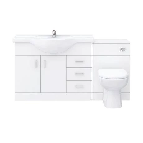 Cove 1520mm Vanity Unit Bathroom Suite (High Gloss White - Depth 330mm) 5 Cove 1520mm Vanity Unit Bathroom Suite (High Gloss White - Depth 330mm) - Image 5
