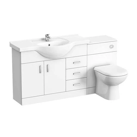 Cove 1520mm Vanity Unit Bathroom Suite (High Gloss White - Depth 330mm) 3 Cove 1520mm Vanity Unit Bathroom Suite (High Gloss White - Depth 330mm) - Image 3