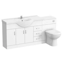 Cove 1700mm Vanity Unit Suite + Tap (High Gloss White - Depth 330mm) -White Bathroom Furniture Shop CV1700BST d1 460