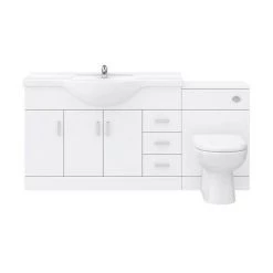 Cove 1700mm Vanity Unit Suite + Tap (High Gloss White - Depth 330mm) -White Bathroom Furniture Shop CV1700BST n d5 460