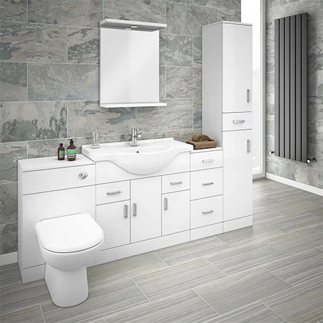 Cove 2020mm Bathroom Furniture Pack (High Gloss White - Depth 330mm) 1 Cove 2020mm Bathroom Furniture Pack (High Gloss White - Depth 330mm)