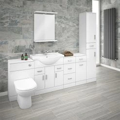 Cove 2270mm Bathroom Furniture Pack (High Gloss White - Depth 330mm)