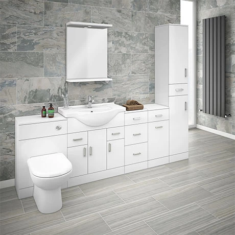 Cove 2270mm Bathroom Furniture Pack (High Gloss White - Depth 330mm) 1 Cove 2270mm Bathroom Furniture Pack (High Gloss White - Depth 330mm)