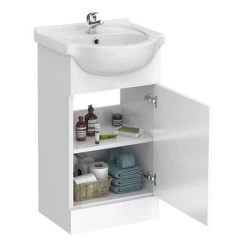 Cove 950mm Cloakroom Vanity Unit Suite + Basin Mixer (Gloss White - Depth 300mm) -White Bathroom Furniture Shop CV450WCDTY305 detail3 460