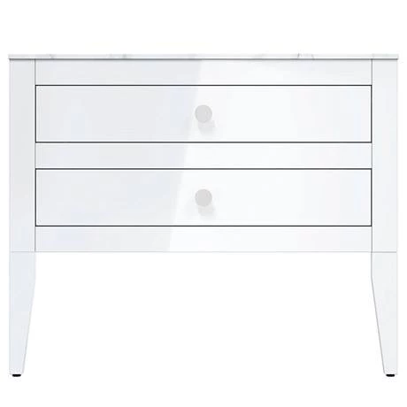 Crosswater Canvass White Gloss 900mm Double Drawer Unit with Carrara Marble Effect Worktop 3 Crosswater Canvass White Gloss 900mm Double Drawer Unit with Carrara Marble Effect Worktop - Image 3