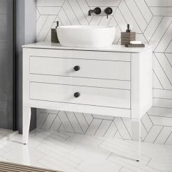 Crosswater Canvass White Gloss 900mm Double Drawer Unit with Carrara Marble Effect Worktop 8 Crosswater Canvass White Gloss 900mm Double Drawer Unit with Carrara Marble Effect Worktop -White Bathroom Furniture Shop CV900WLWG D3 460