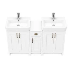 Chatsworth Traditional White Double Basin Vanity + Cupboard Combination Unit 8 Chatsworth Traditional White Double Basin Vanity + Cupboard Combination Unit -White Bathroom Furniture Shop CWHT142PK nw d2 460