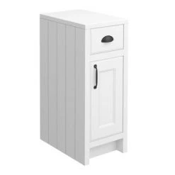 Chatsworth Traditional White Double Basin Vanity + Cupboard Combination Unit with Matt Black Handles -White Bathroom Furniture Shop CWHT142PKMB d3 460
