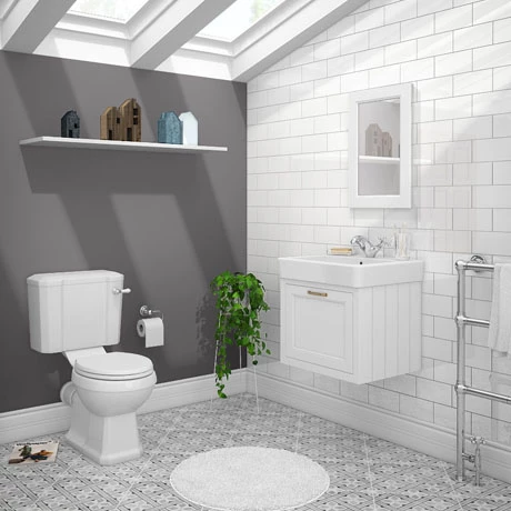Chatsworth White Cloakroom Suite (Wall Hung Vanity Unit + Close Coupled Toilet) 1 Chatsworth White Cloakroom Suite (Wall Hung Vanity Unit + Close Coupled Toilet)