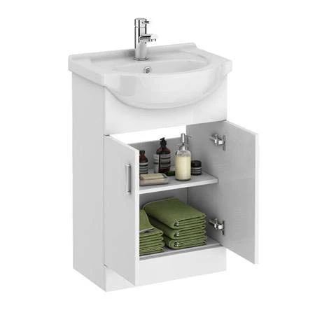 Cove 1050mm Vanity Unit Cloakroom Suite (Gloss White - Depth 300mm) 2 Cove 1050mm Vanity Unit Cloakroom Suite (Gloss White - Depth 300mm) - Image 2