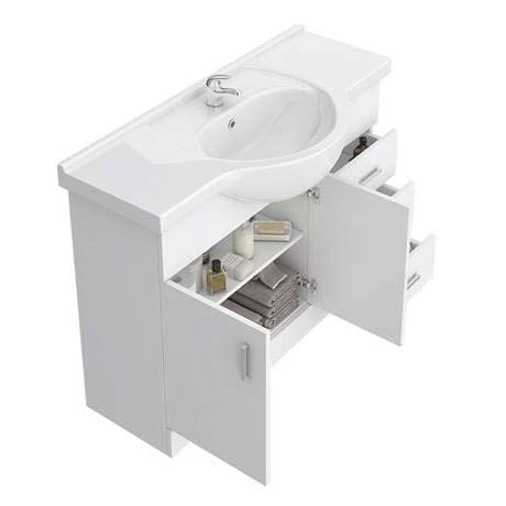 Cove 1520mm Vanity Unit Bathroom Suite (High Gloss White - Depth 330mm) 2 Cove 1520mm Vanity Unit Bathroom Suite (High Gloss White - Depth 330mm) - Image 2