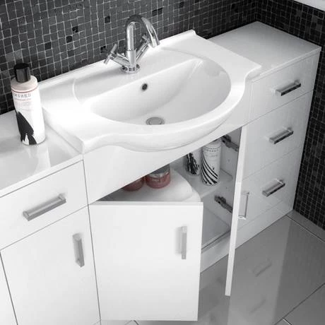 Cove 6 Piece Vanity Unit Bathroom Suite (High Gloss White - Depth 300mm) 2 Cove 6 Piece Vanity Unit Bathroom Suite (High Gloss White - Depth 300mm) - Image 2