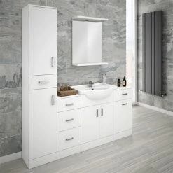 Cove Bathroom Furniture Pack (5 Piece - White Gloss)