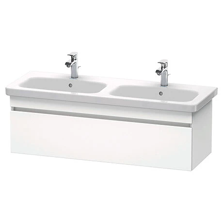 Duravit DuraStyle 1300mm 1-Drawer Wall Mounted Double Basin Vanity Unit - White Matt 1 Duravit DuraStyle 1300mm 1-Drawer Wall Mounted Double Basin Vanity Unit - White Matt