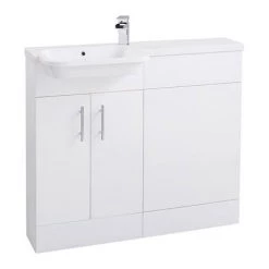 Nova Emporio Compact Semi-Recessed Combination Basin and WC Unit - 1000mm 6 Nova Emporio Compact Semi-Recessed Combination Basin and WC Unit - 1000mm -White Bathroom Furniture Shop ESR n detail2 460