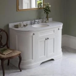 Burlington 134 4-Door Curved Vanity Unit & Minerva Worktop with Basin - Matt White -White Bathroom Furniture Shop FC1O BC13 D2 460