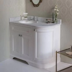 Burlington Freestanding Corner Vanity Unit - Matt White - Left Hand 1000mm with Worktop -White Bathroom Furniture Shop FC2O BC98L D1 460