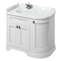 Burlington Freestanding Corner Vanity Unit - Matt White - Left Hand 1000mm with Worktop