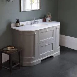 Burlington 134 2-Door/Drawer Curved Vanity Unit & Minerva Worktop with Basin - Matt White 7 Burlington 134 2-Door/Drawer Curved Vanity Unit & Minerva Worktop with Basin - Matt White -White Bathroom Furniture Shop FC4O BC13 D1 460