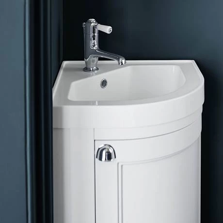 Burlington Freestanding Corner Vanity Unit - Matt White - 430mm Wide 2 Burlington Freestanding Corner Vanity Unit - Matt White - 430mm Wide - Image 2