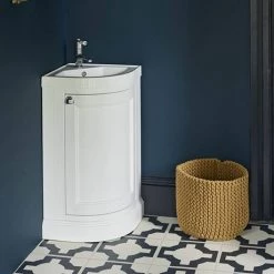 Burlington Freestanding Corner Vanity Unit - Matt White - 430mm Wide 7 Burlington Freestanding Corner Vanity Unit - Matt White - 430mm Wide -White Bathroom Furniture Shop FC7O FC7BB D2 460